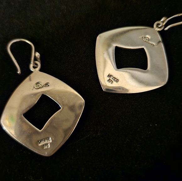 Ninos Chammo Sterling Silver Paisley Dangle Cut Out Earrings Artisan Craft 1.25" - Picture 5 of 6